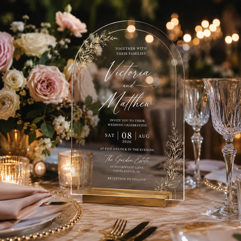 Acrylic Wedding invitation mockup 2