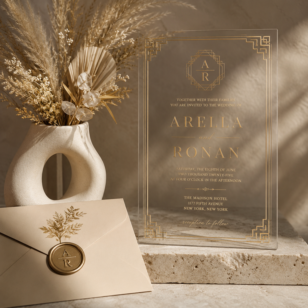 Acrylic Wedding invitation mockup 3