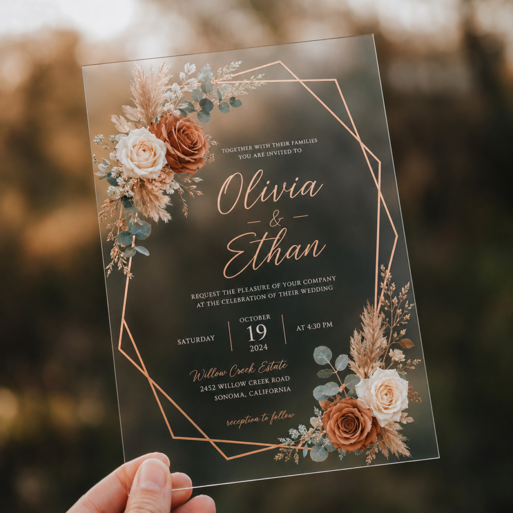 Acrylic Wedding invitation mockup 5
