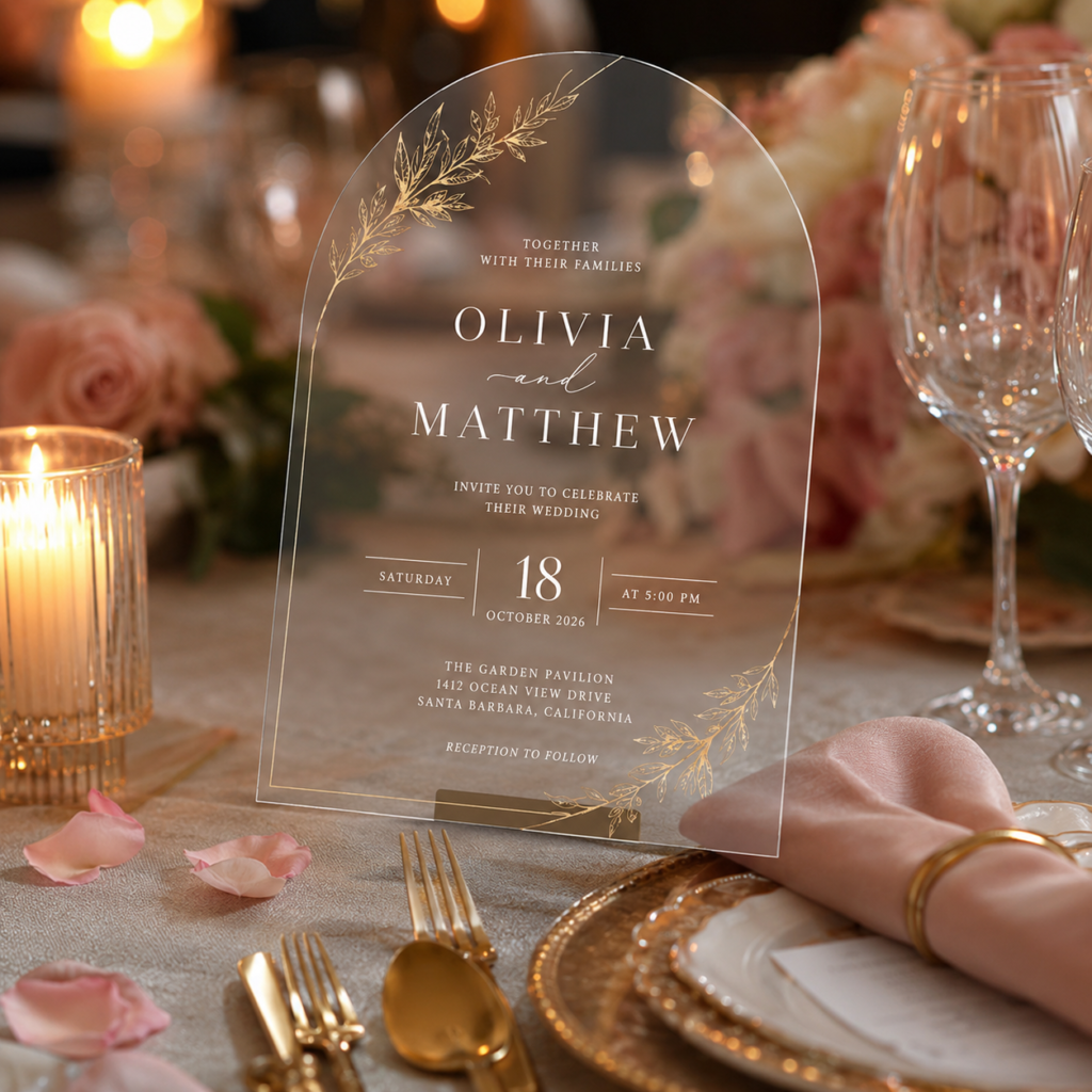 Acrylic Wedding invitation mockup 7
