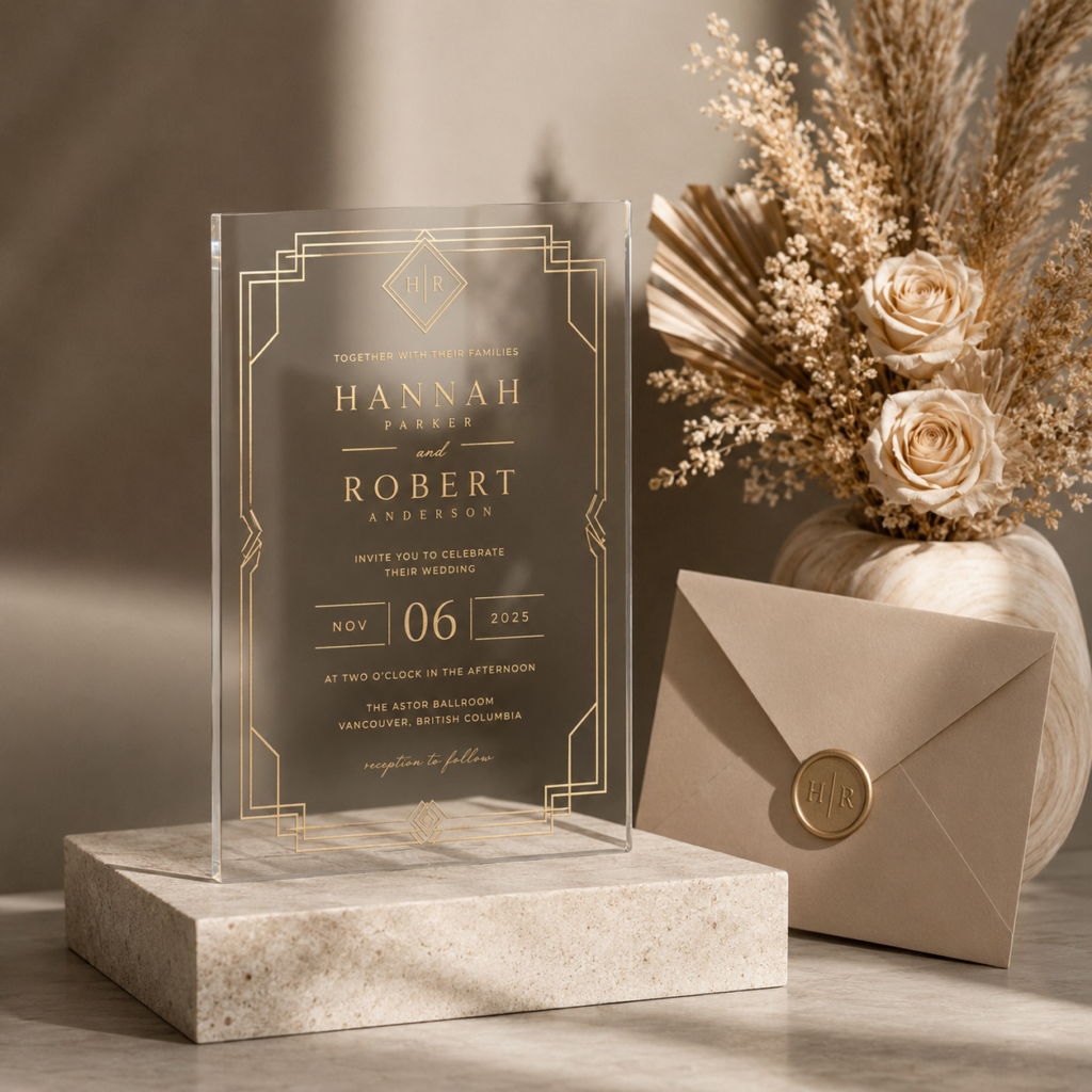 Acrylic Wedding invitation mockup 8
